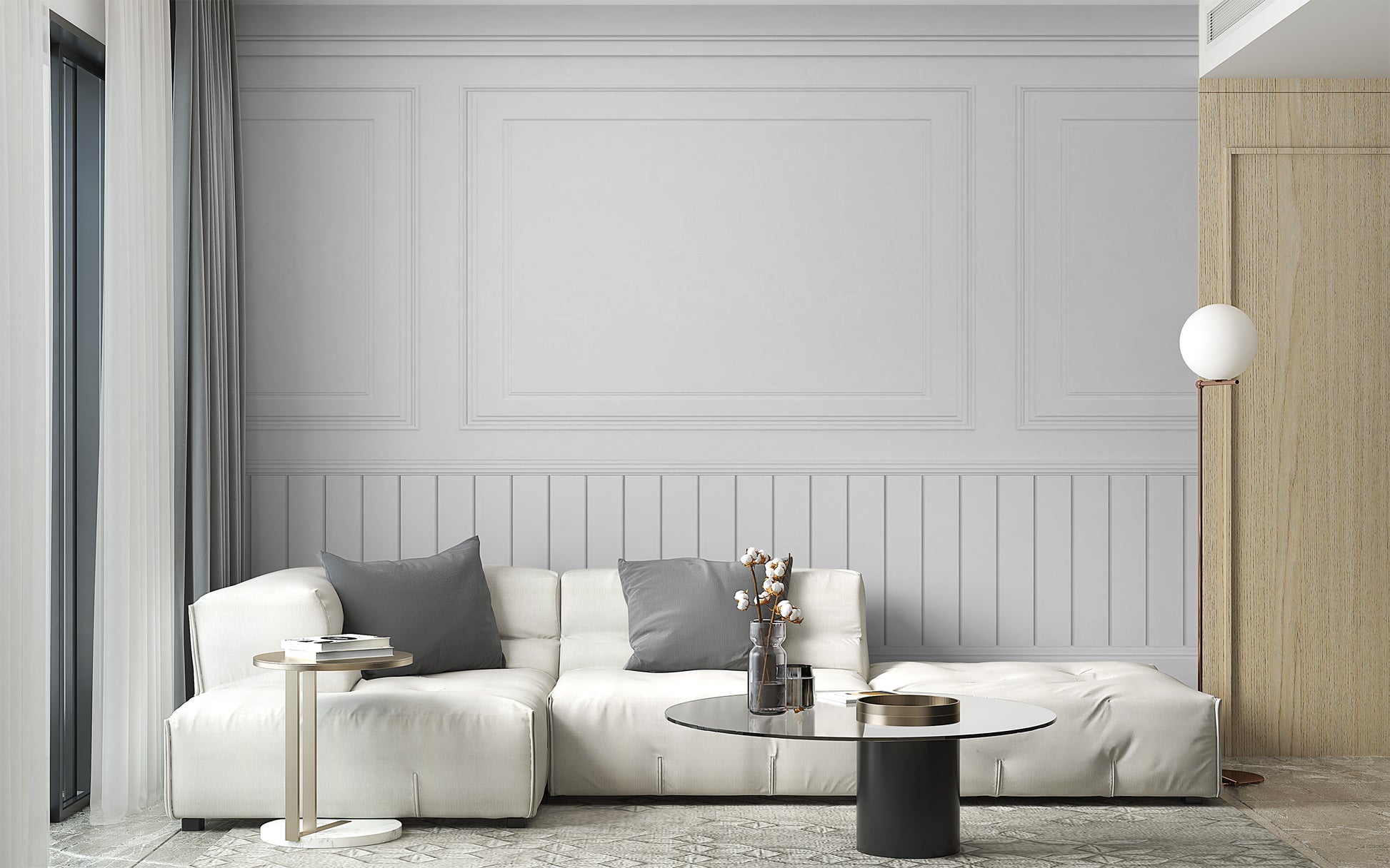 Decorative wood panel mural wallpaper for interiors
