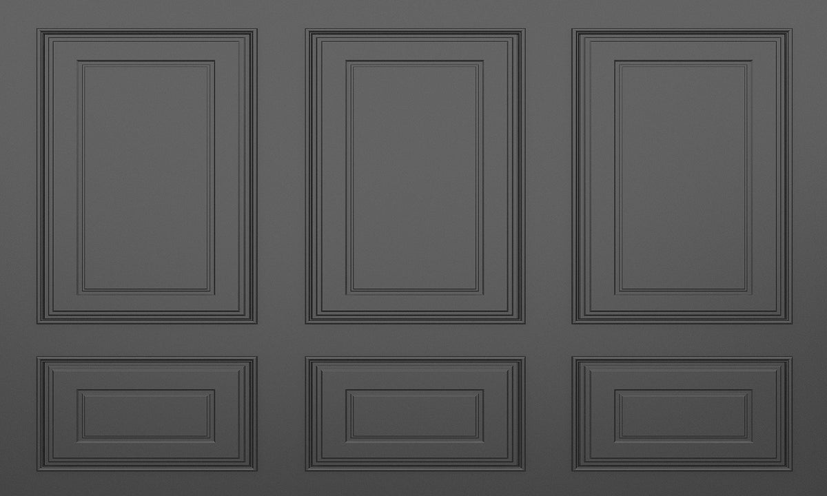 Classic Black Wooden Panel Wallpaper Mural in your room — zoomed