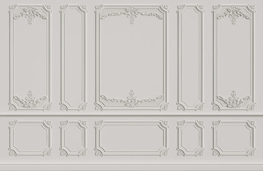 Georgian White Wood Molding Panel Wallpaper Mural
