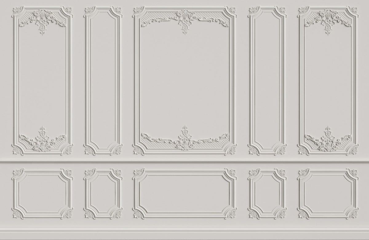 Georgian White Wood Molding Panel Wallpaper Mural in your room — zoomed
