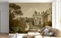 Classical Reverie in Sepia wall mural brings sophistication toward intimate Living areas.