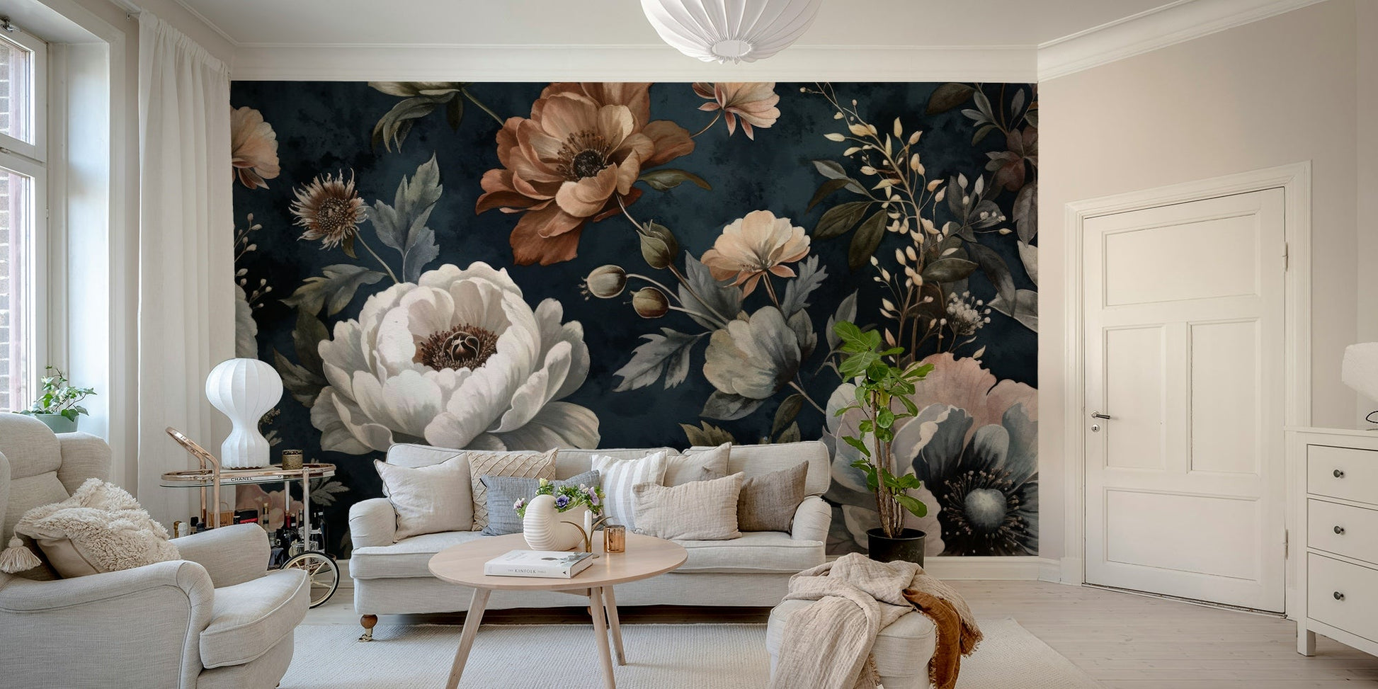 The image shows an opulent and detailed design of flowers.

