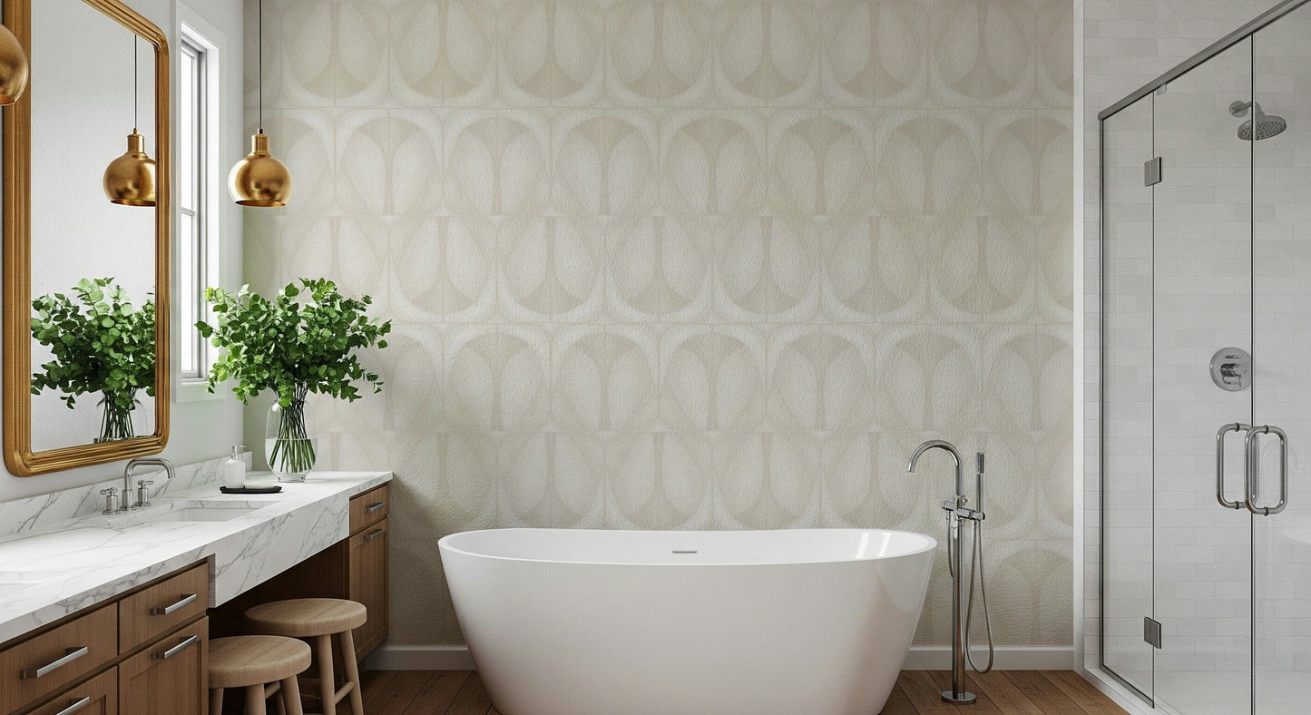 Modern Softy Dèco Geometries Cloud Dancer wallpaper for walls