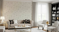 Artistic Neutral Flora Cloud Dancer White peel stick wallpaper.