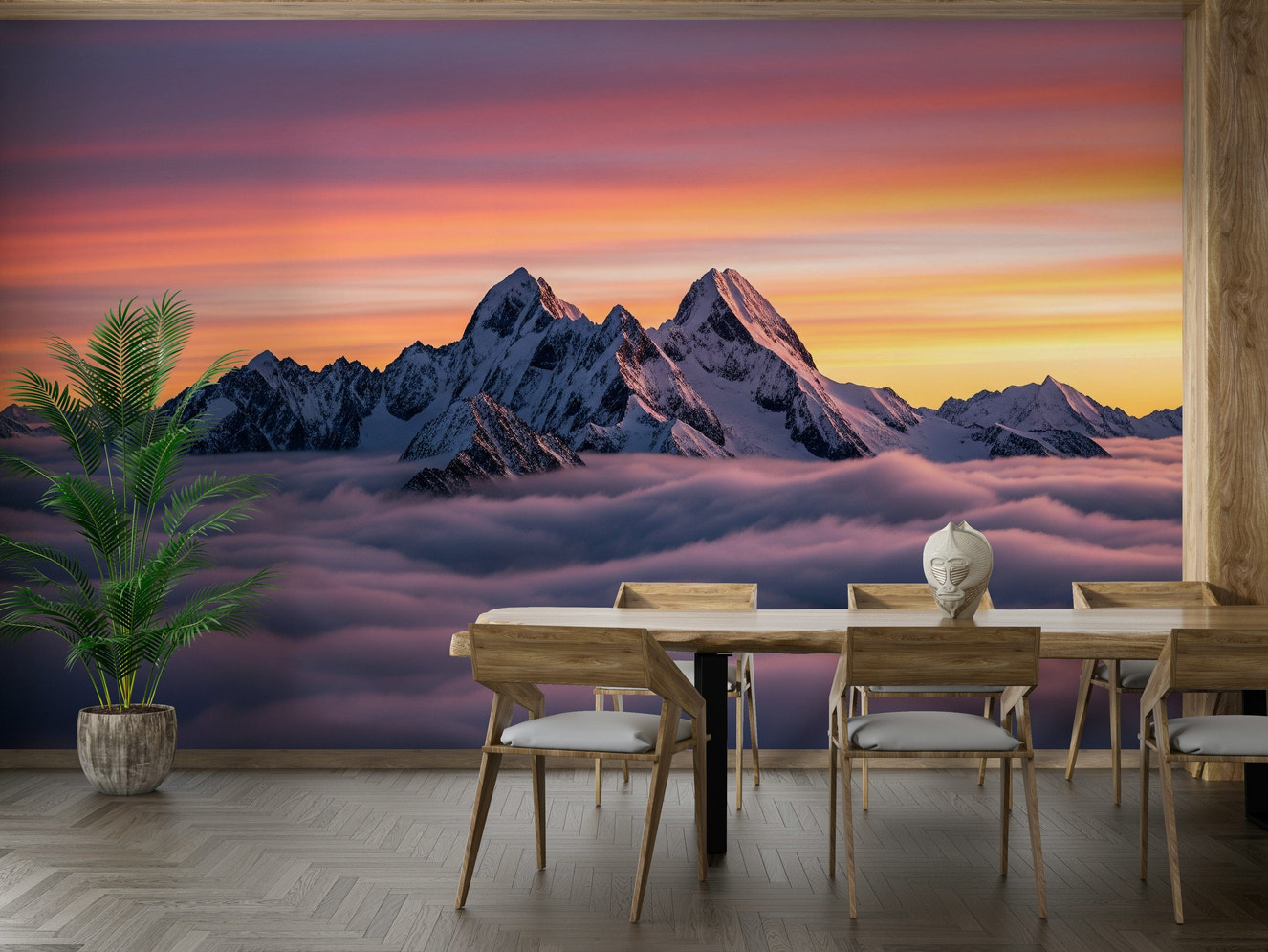 Mural wallpaper of an above the clouds design

