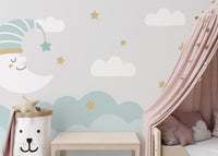 Magical sky wallpaper with moon and stars