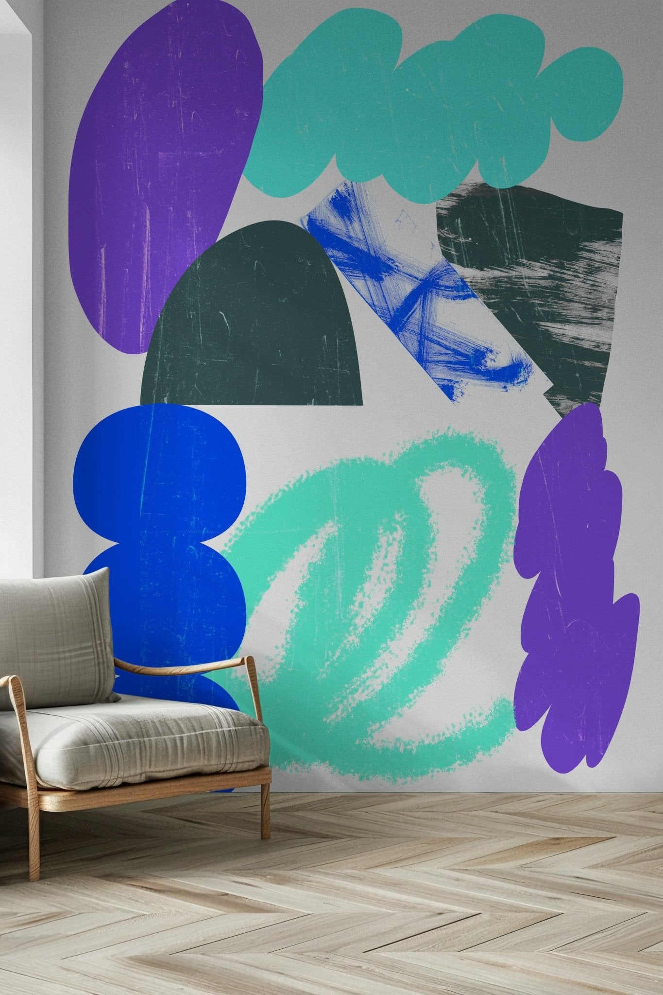 Dreamy Clouds Wallpaper – Gentle wall mural with light, wispy clouds for a soothing interior design.