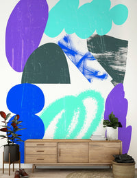Soft Clouds Wallpaper Mural – Peaceful wall design featuring airy clouds in varying shades of white and gray.