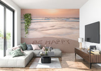 Wall mural Coastal Affirmation aesthetic beach scene soft colors inspiring text.