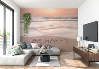 Wall mural Coastal Affirmation aesthetic beach scene soft colors inspiring text.