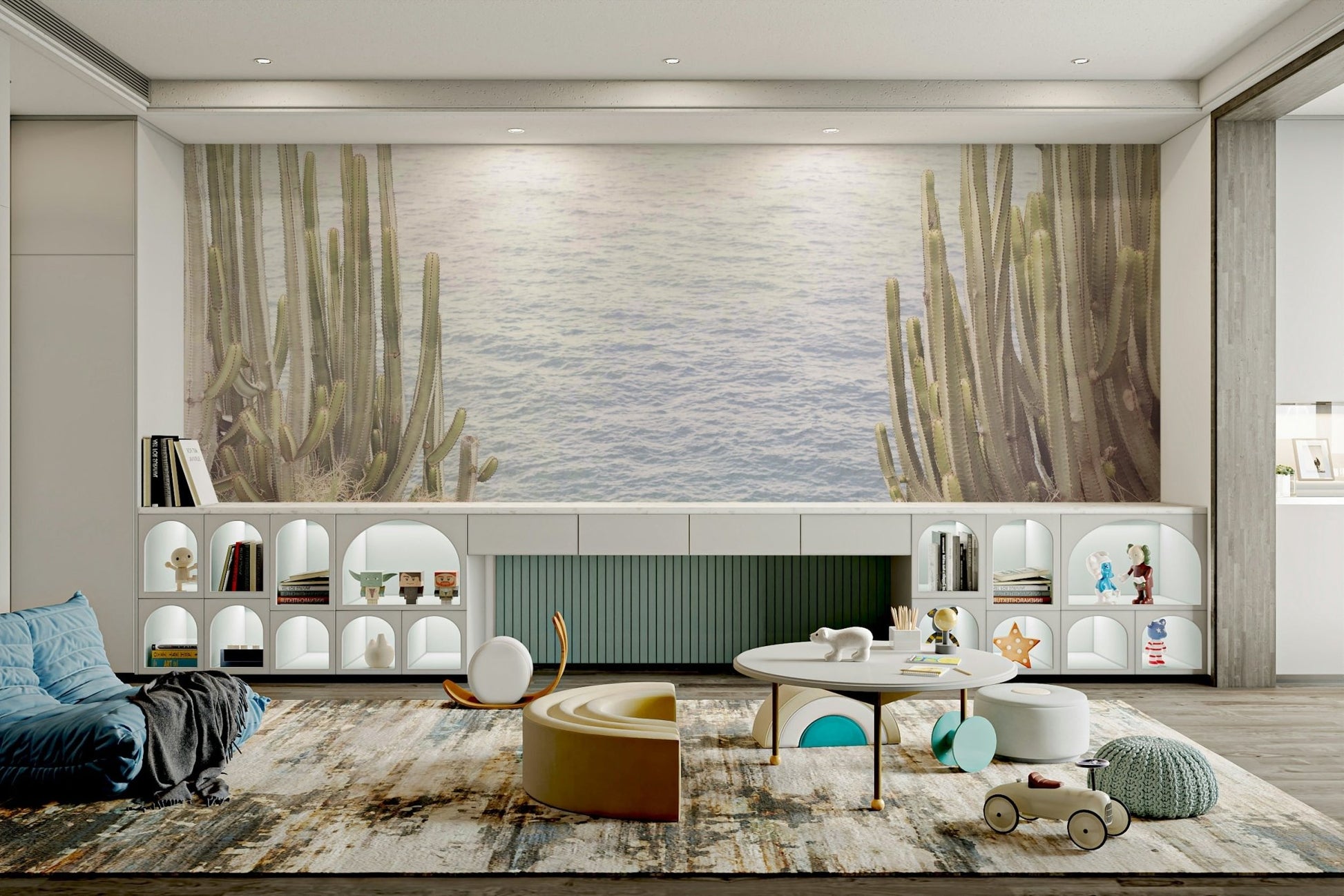 Calm cactus wallpaper for living room

