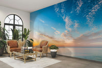Coastal Calm at Dusk Wall Mural with a minimalist ocean horizon

