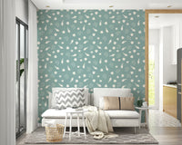 Wallpaper with light pink, blue, and yellow shells

