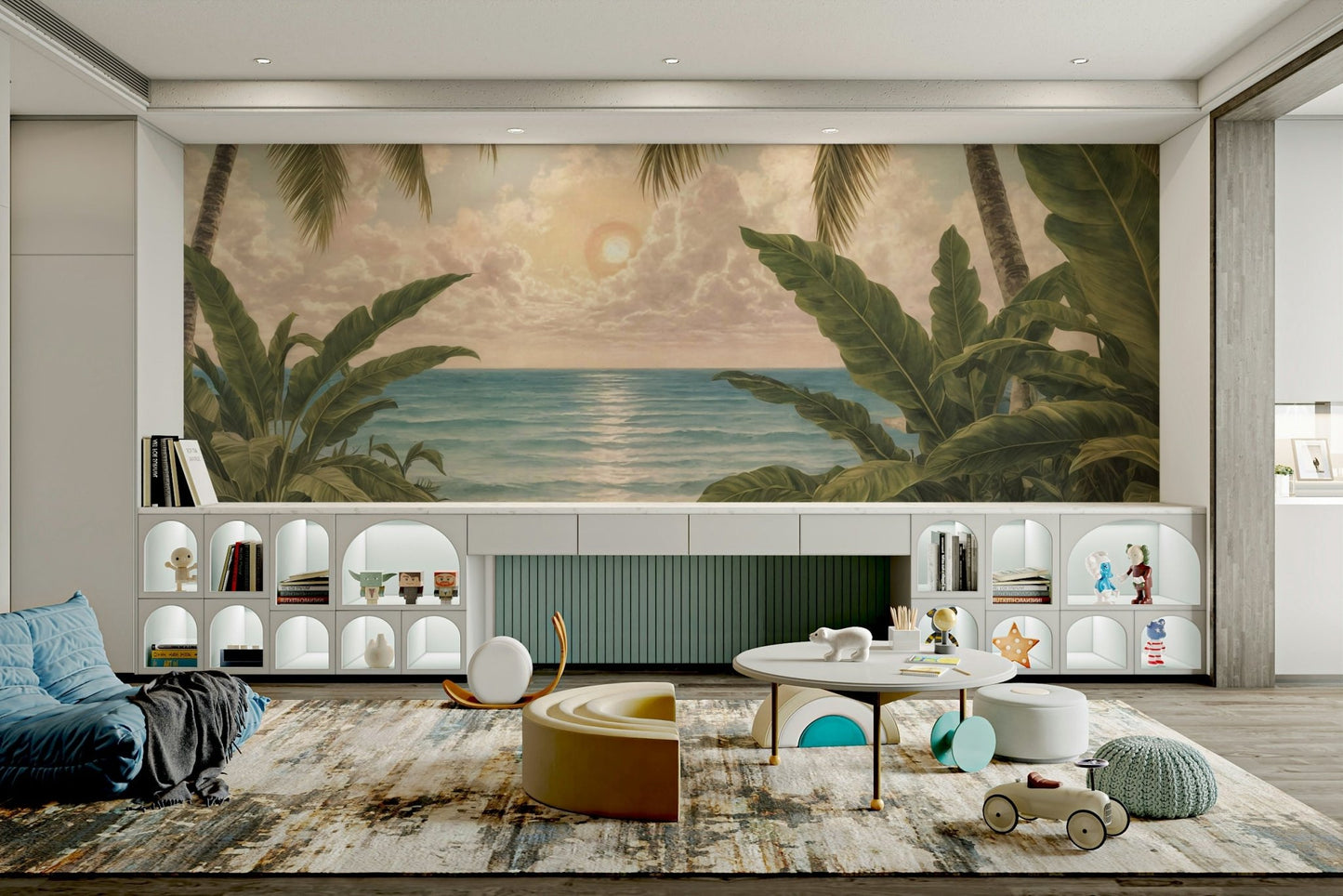 The coastal landscape is a central focus of the image.

