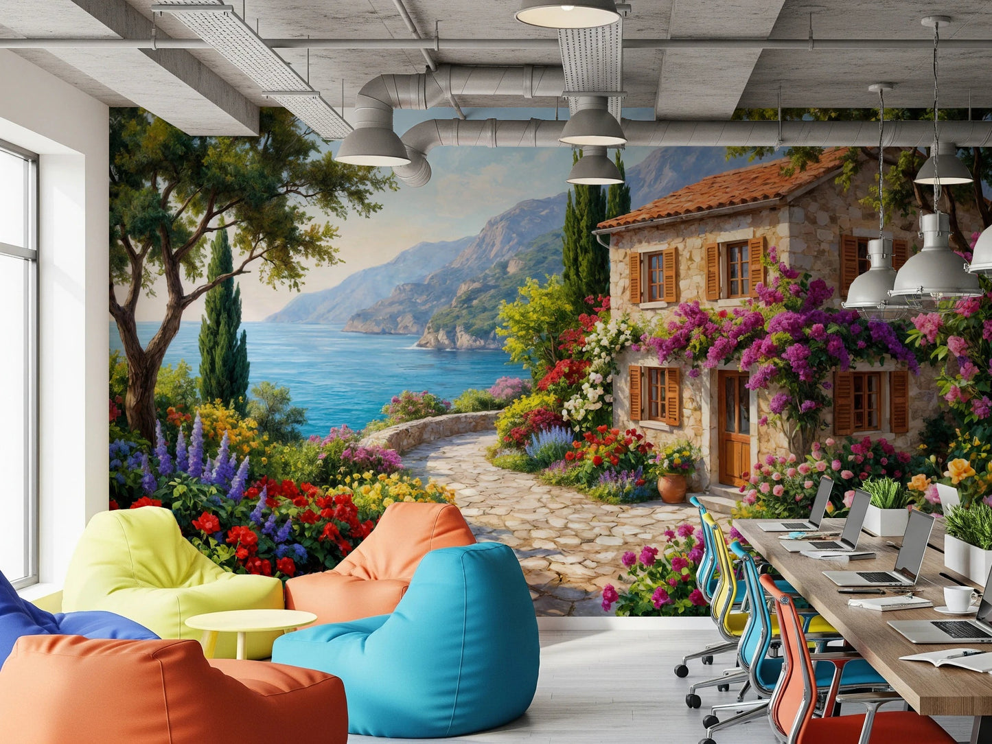 Coastal Cottage Bloom Wall Mural