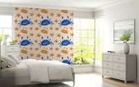 Ocean-inspired crabs and stars pattern adding a fun seaside vibe.