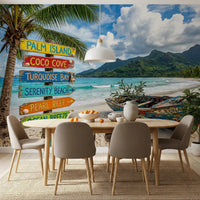 Coastal Dream Destinations wall mural with signpost