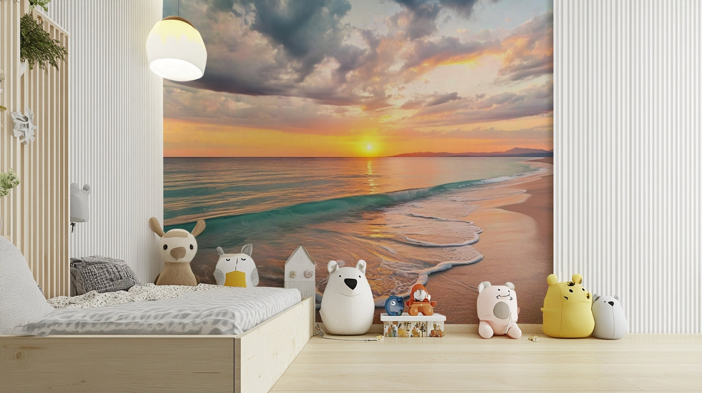 Coastal Dreamscape wallpaper with soft ocean-inspired tones

