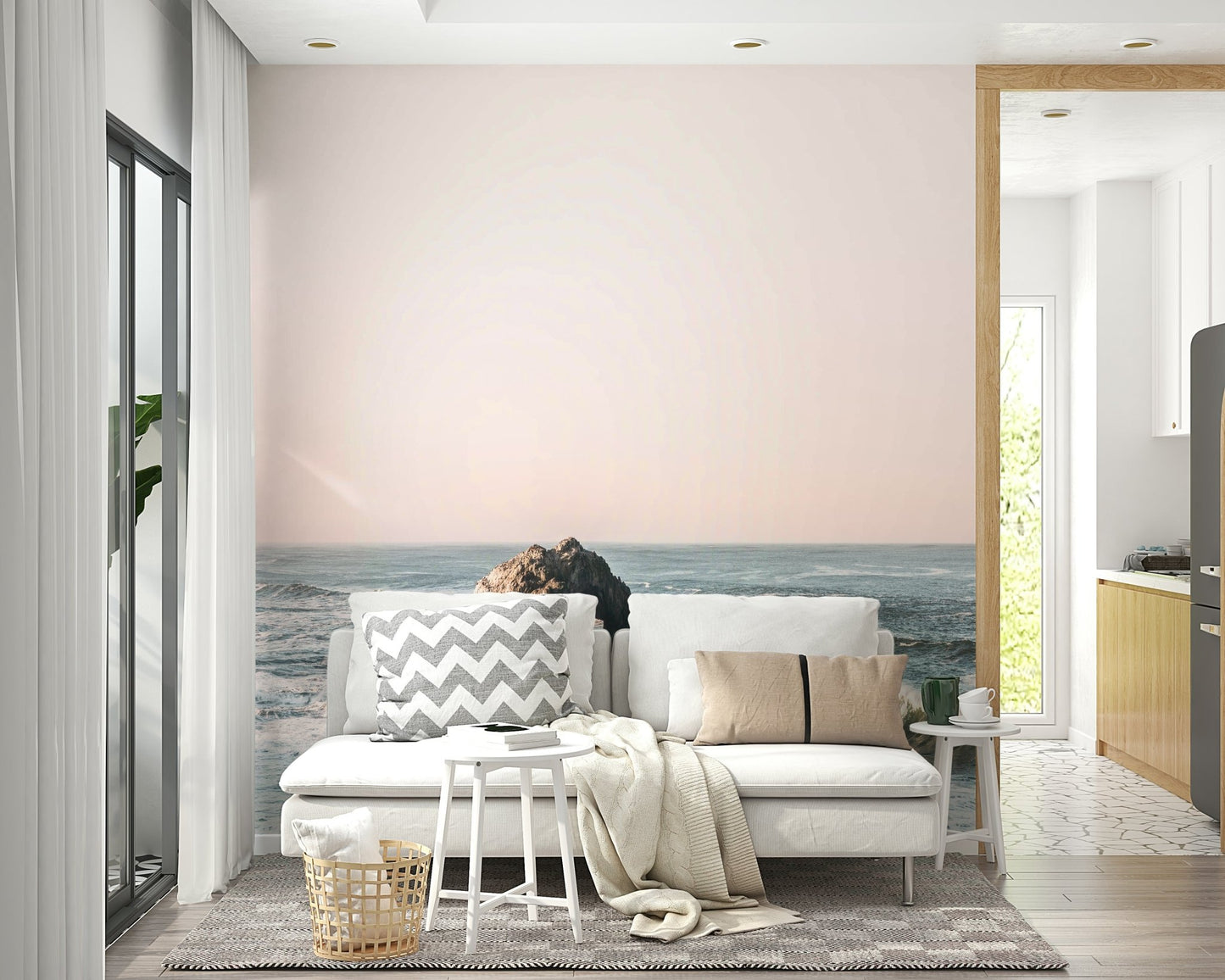 Coastal Heart wallpaper mural creating a tranquil room atmosphere.

