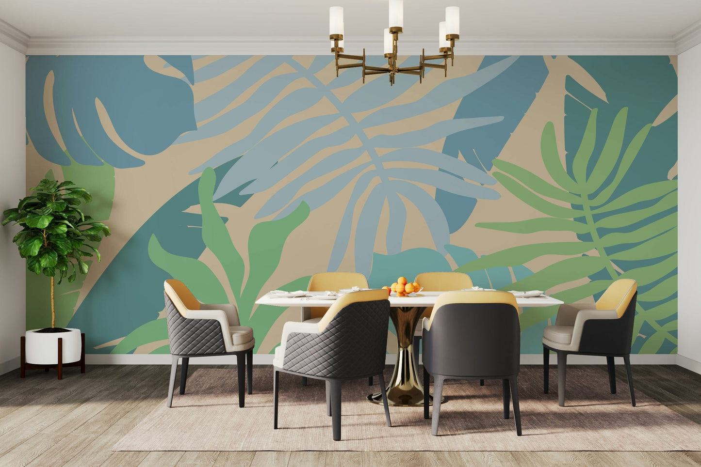 An artistic nature inspired mural for home decor.

