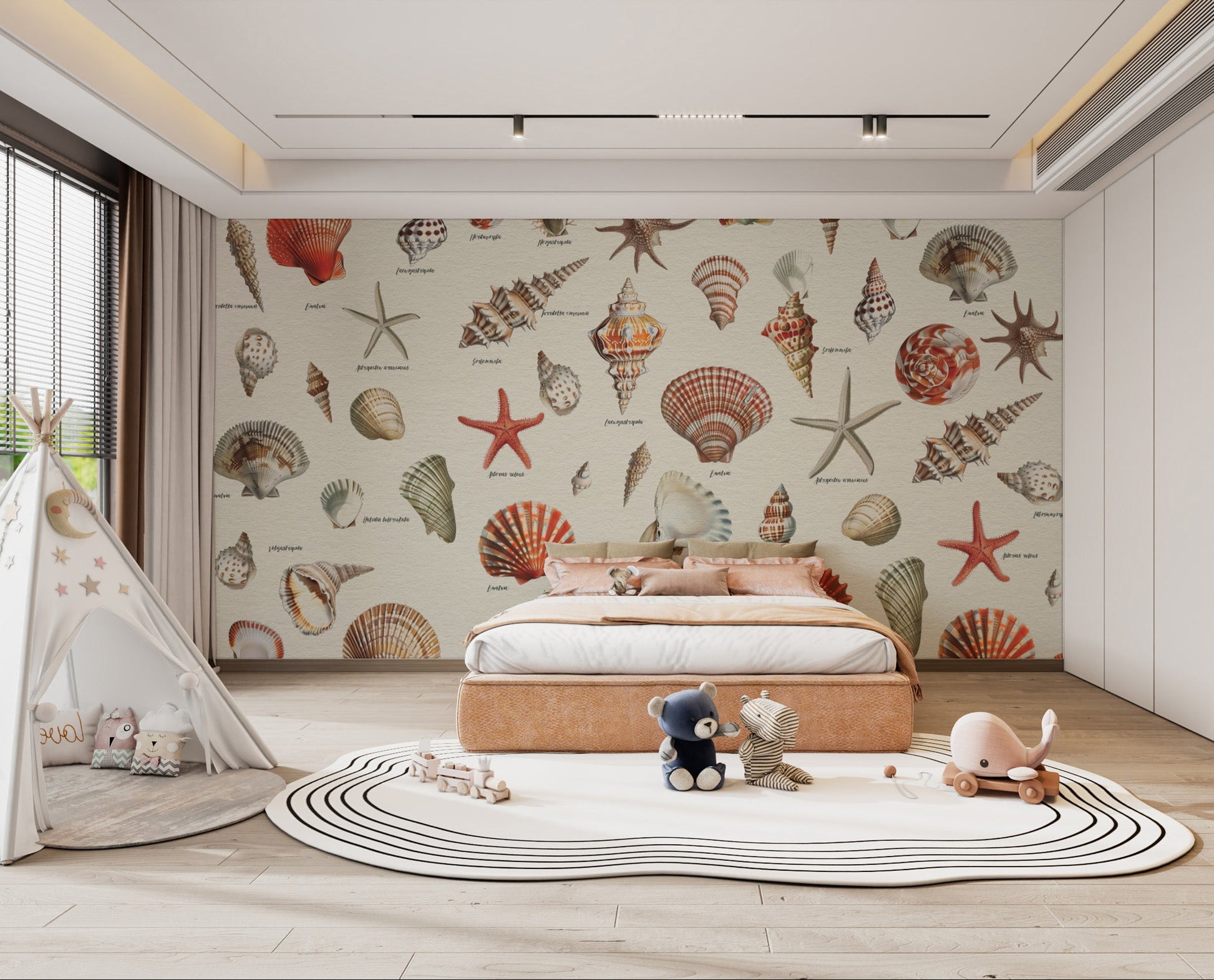 Seashell patterns coastal-inspired wallpaper design