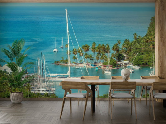 Coastal beach mural wallpaper

