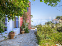 Colorful coastal landscape captured in the Coastal Path Charm Wall Mural.