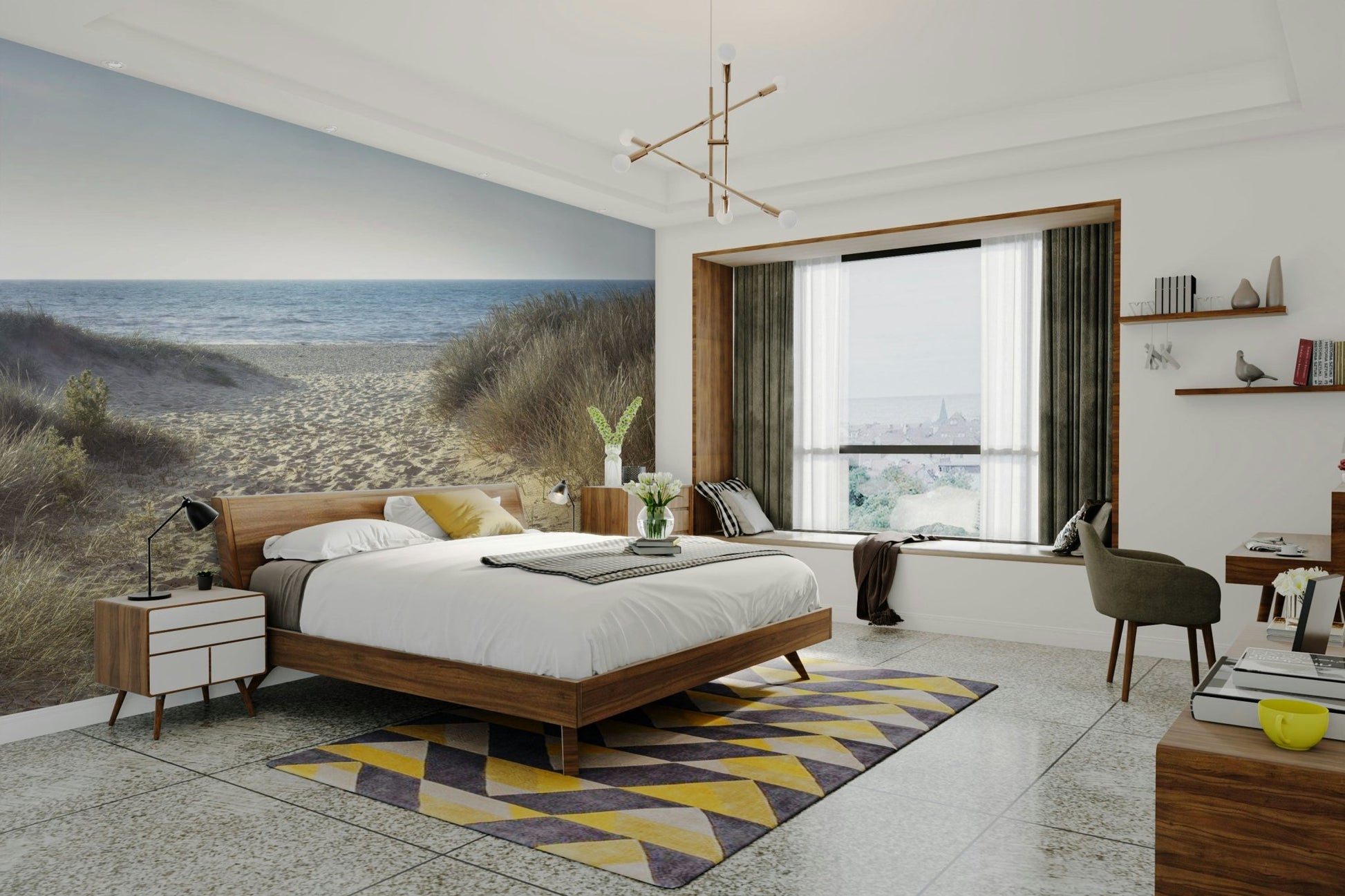 Coastal Path to Serenity Wall Mural with beach path and ocean view.

