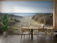 Serene coastal view mural for a peaceful beach-inspired room.

