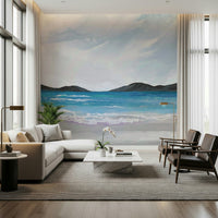 Coastal Scene Wall Mural designed for bright living room with natural light