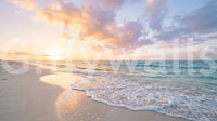 Framing Coastal Serenity Sunset horizon beach wall mural
