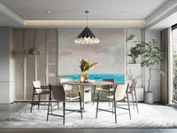 Minimalist ocean mural evoking coastal calm


