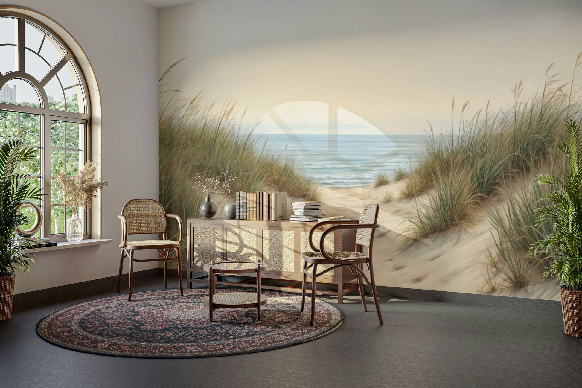 Soft tones coastal wallpaper print

