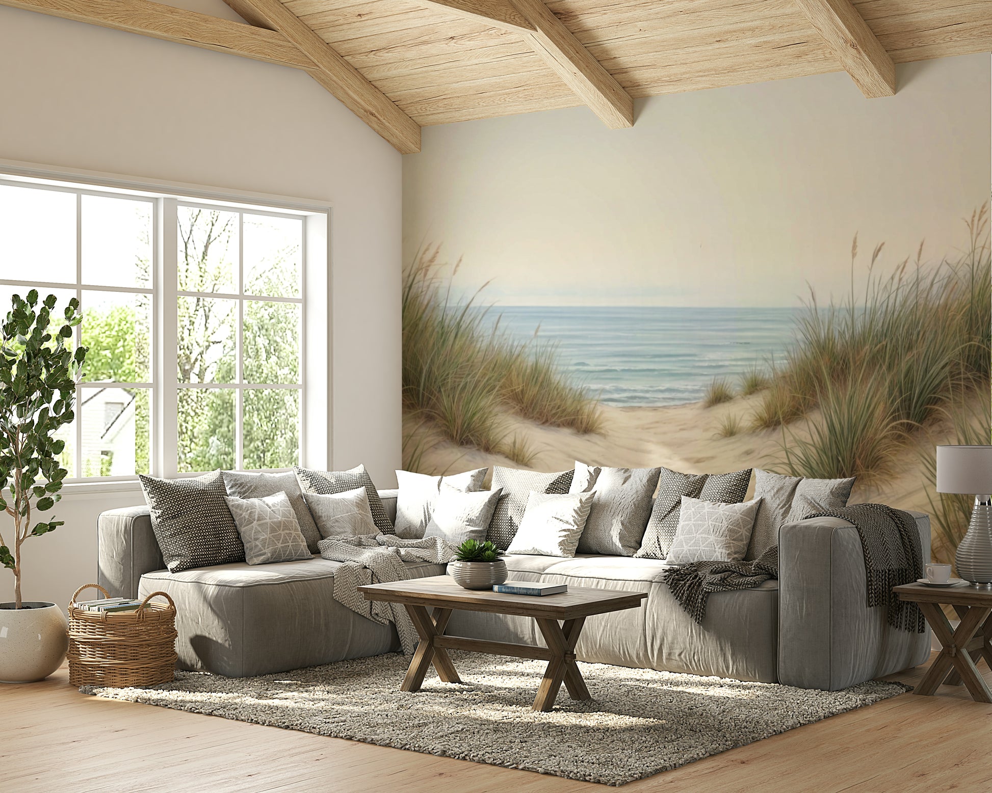 Seaside calm beach path wall design


