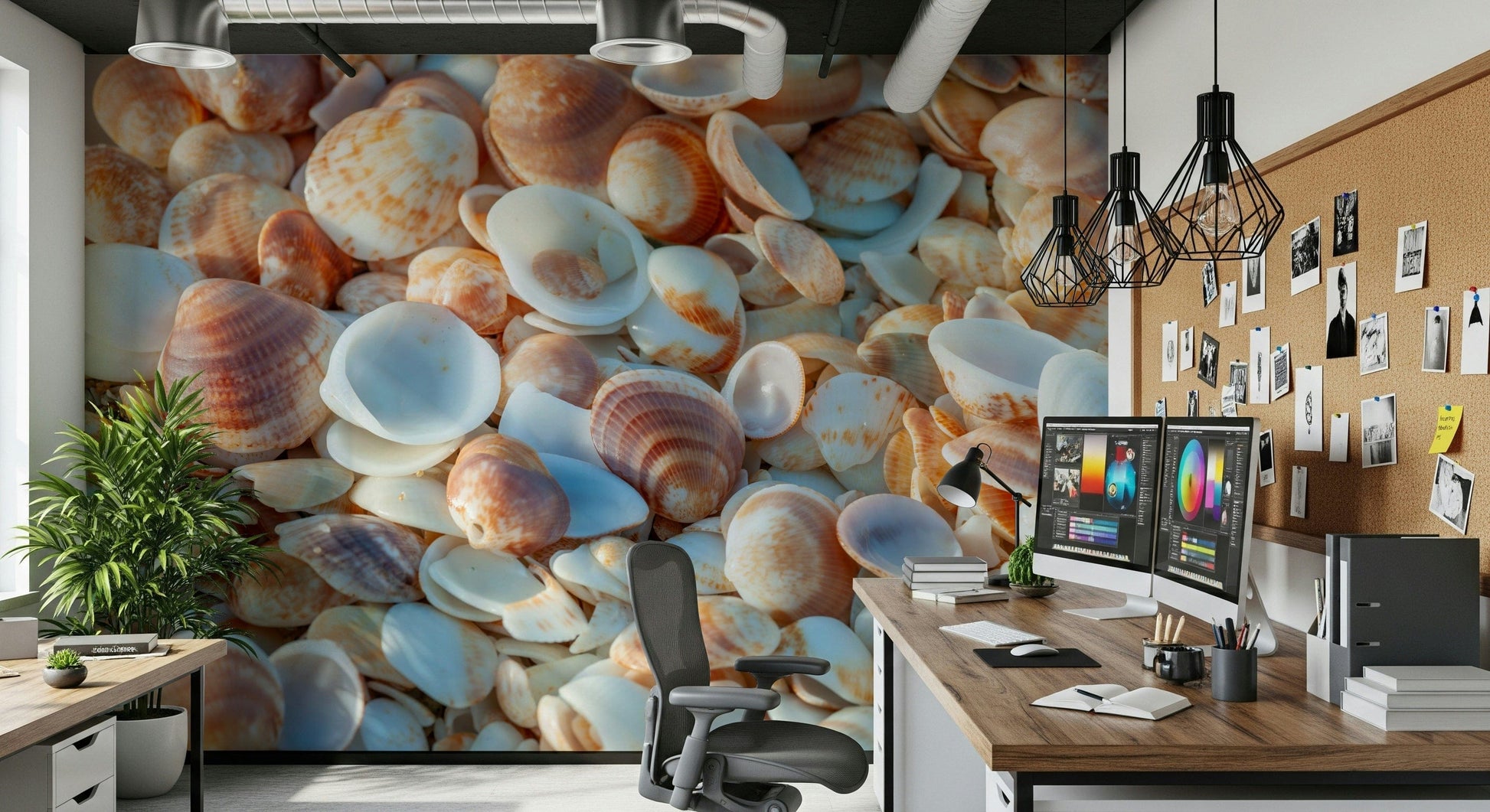 Authentic Coastal collection shells bright wallpaper sunlight.
