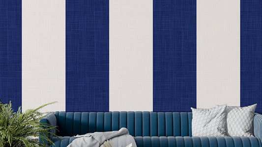 Navy blue and ivory stripe wallpaper

