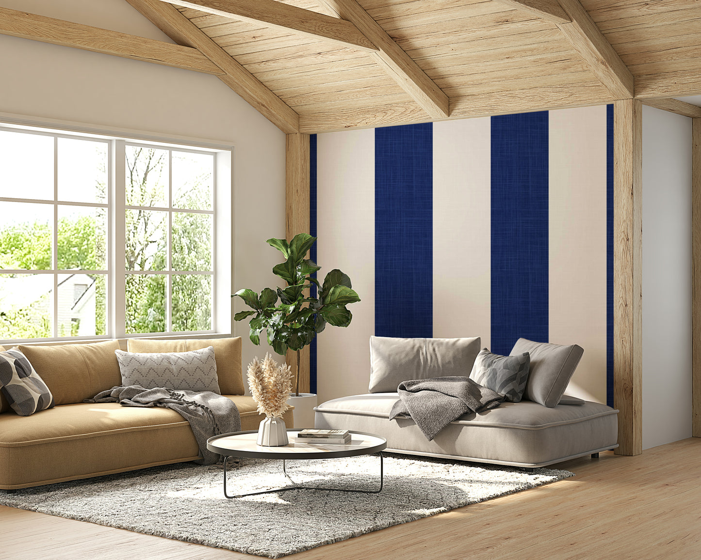 Coastal Stripes navy blue wallpaper

