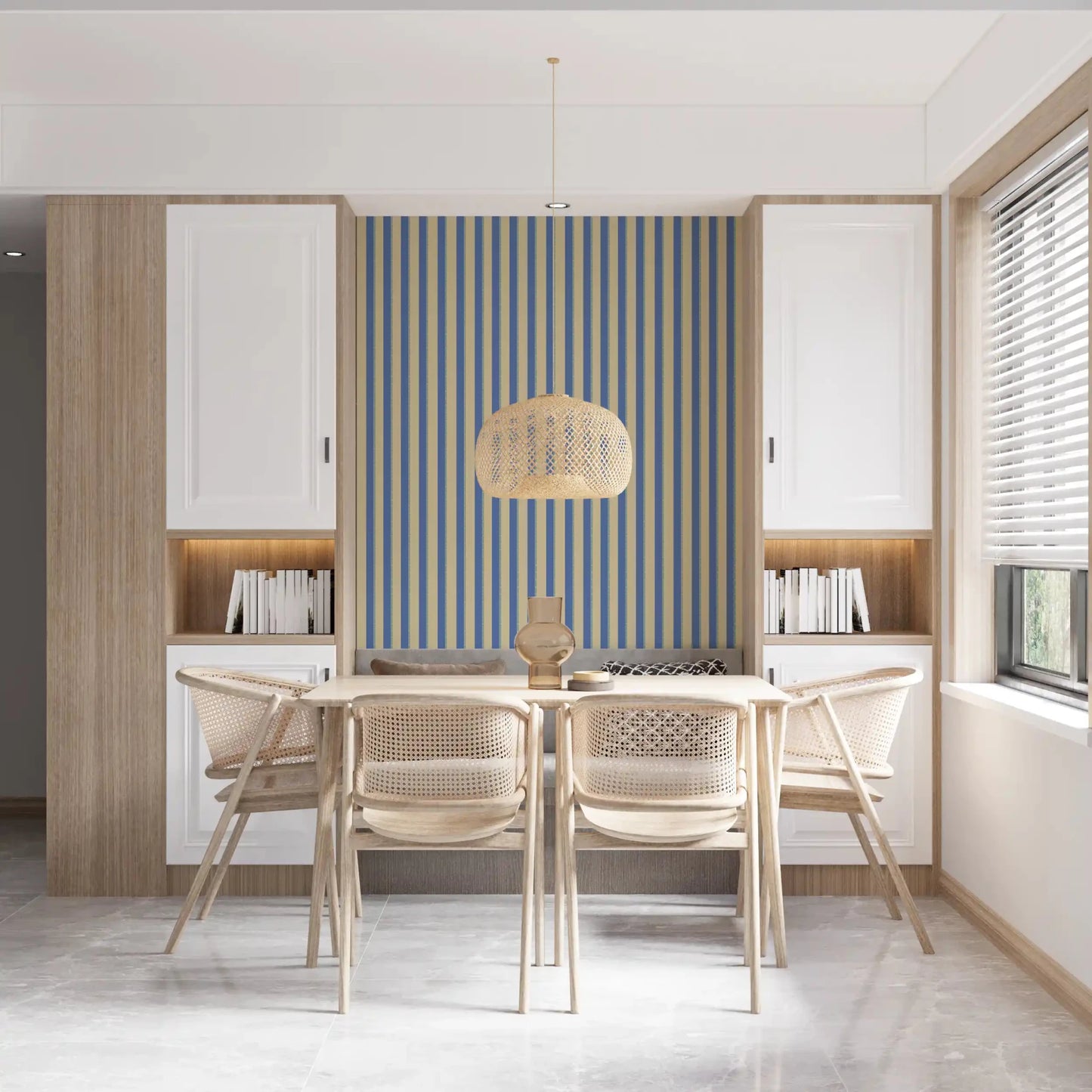 Coastal Stripes Wallpaper with high-quality matte finish and crisp linear details.