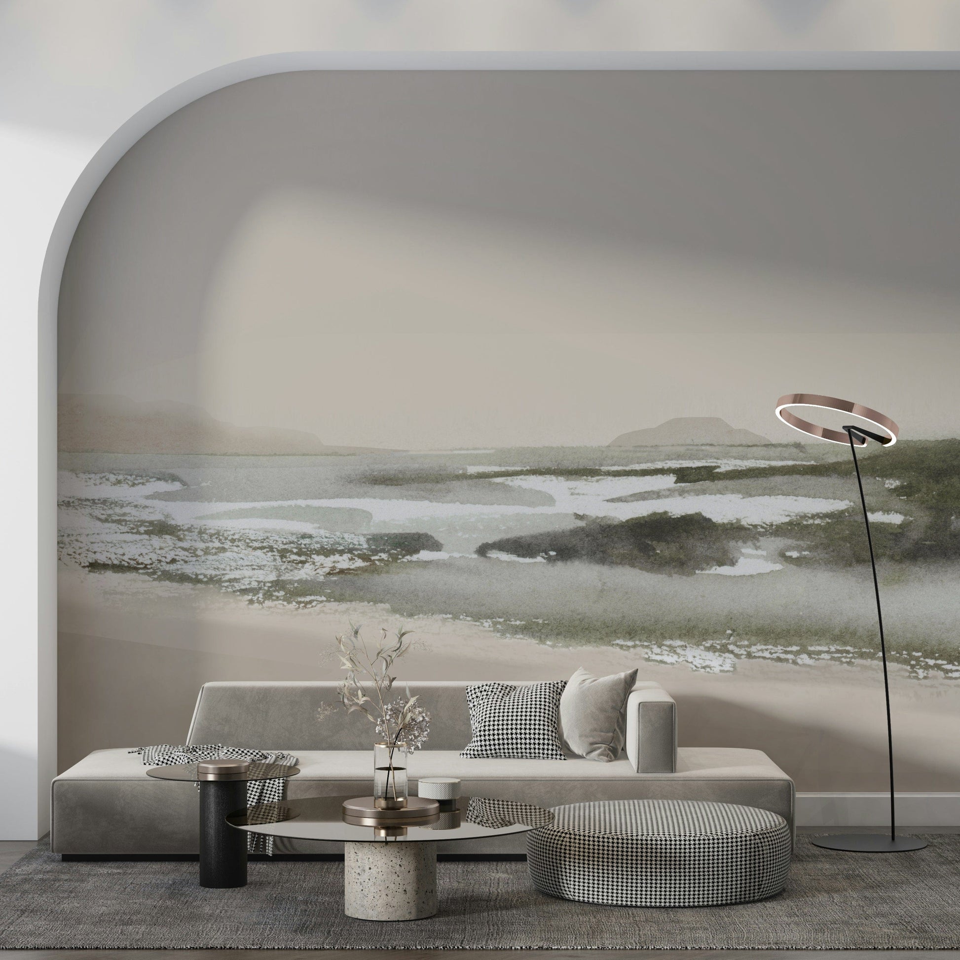 An artistic nature seascape mural for home decor.