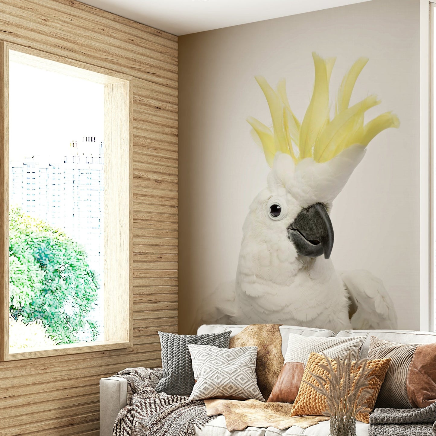 Exotic cockatoo wallpaper with bright colors

