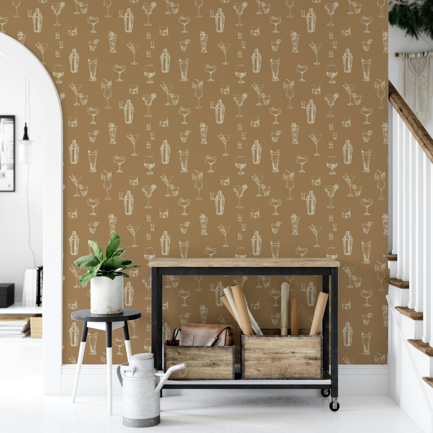 Sophisticated bar wallpaper for cocktail hour vibes


