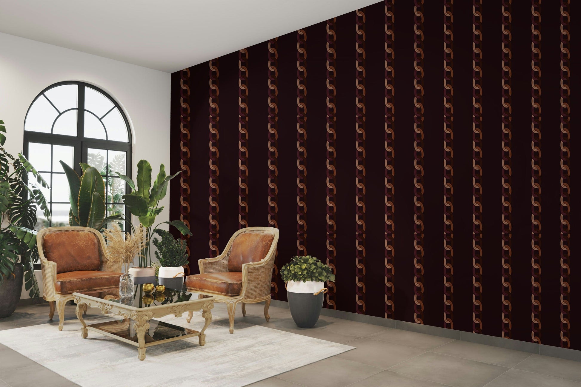 The composition is a harmonious, repeating pattern.

