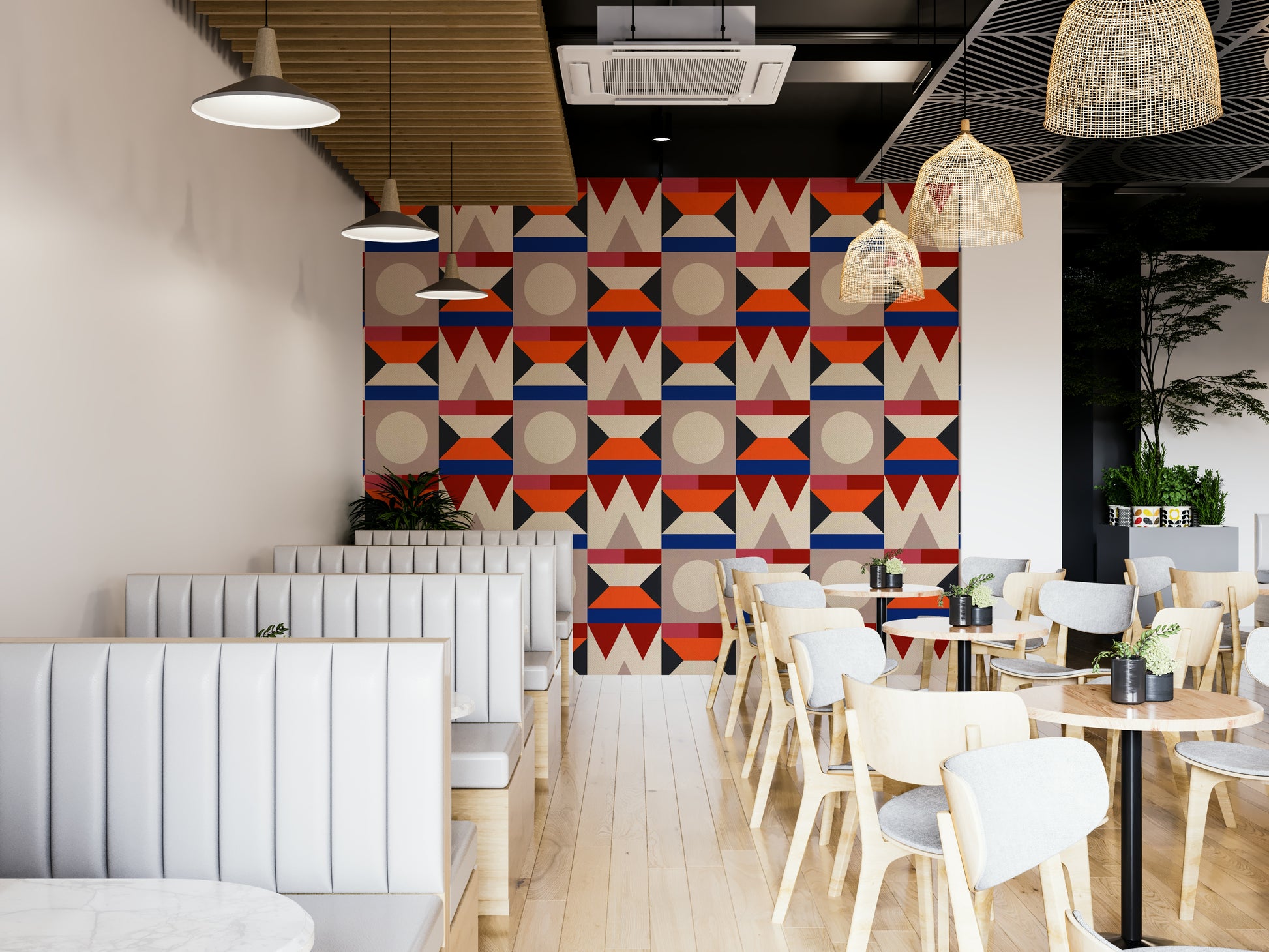Bold triangle and circle wall wallpaper

