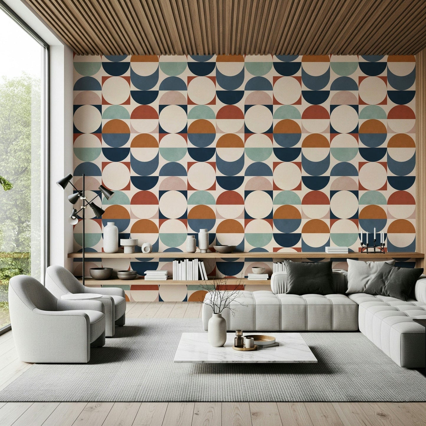 Scandi peel and stick wallpaper Color Block Eclipse aesthetic.