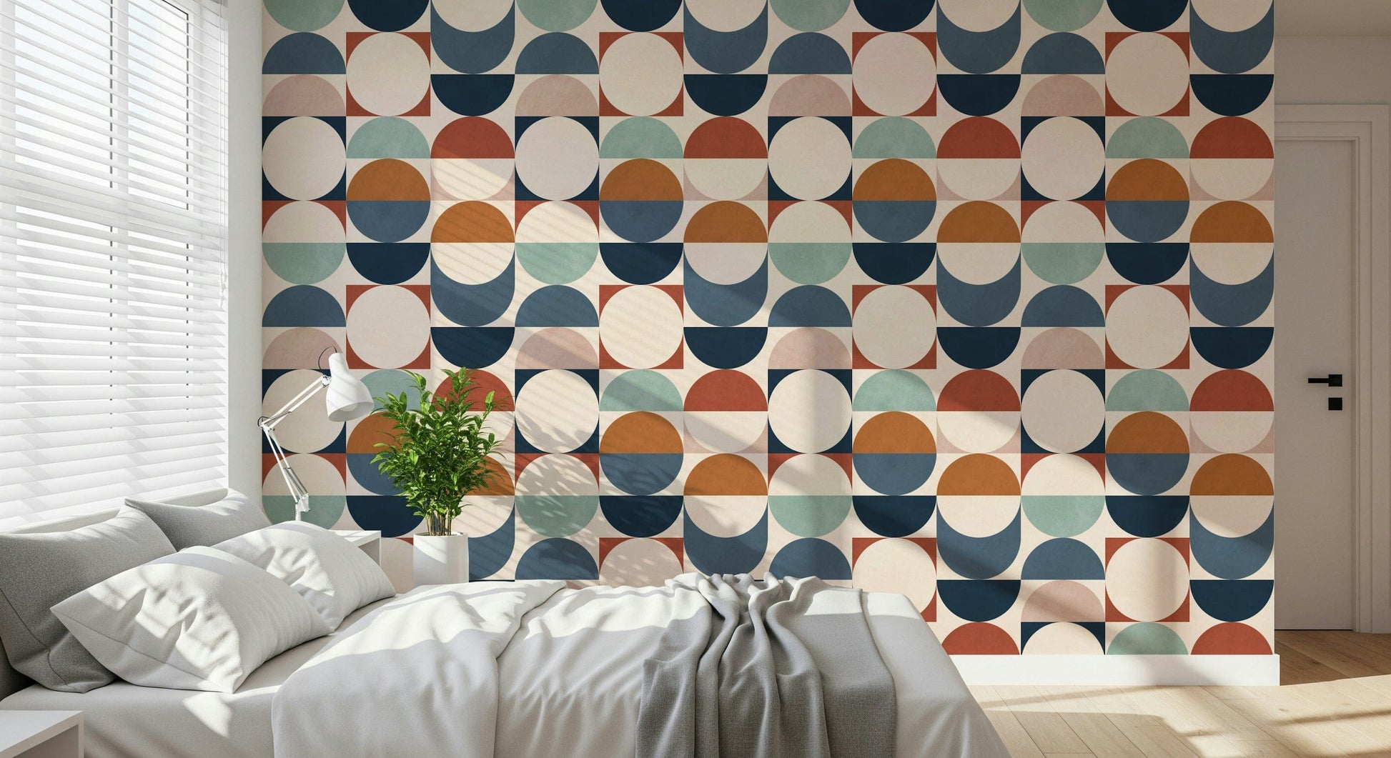 Color Block Eclipse wallpaper for walls artistic circular motifs.