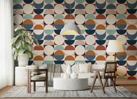 Abstract semicircles Color Block Eclipse peel and stick.