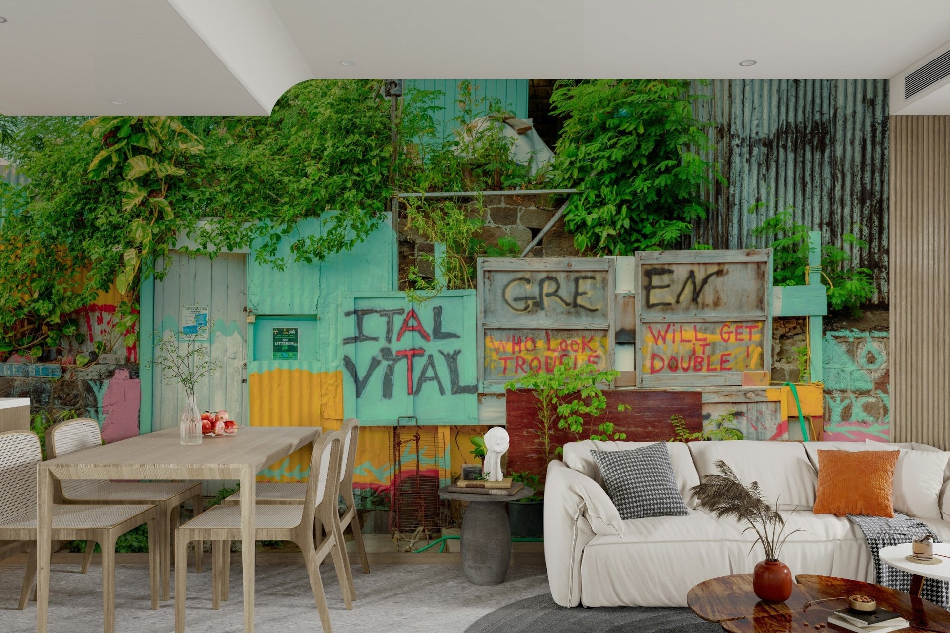 Colorful Alleyway Charm mural for an art studio.

