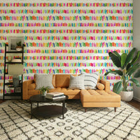 Vibrant brushstrokes in rainbow stripes for walls

