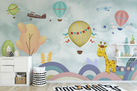 Hot Air Balloon Cartoon Wallpaper Mural
