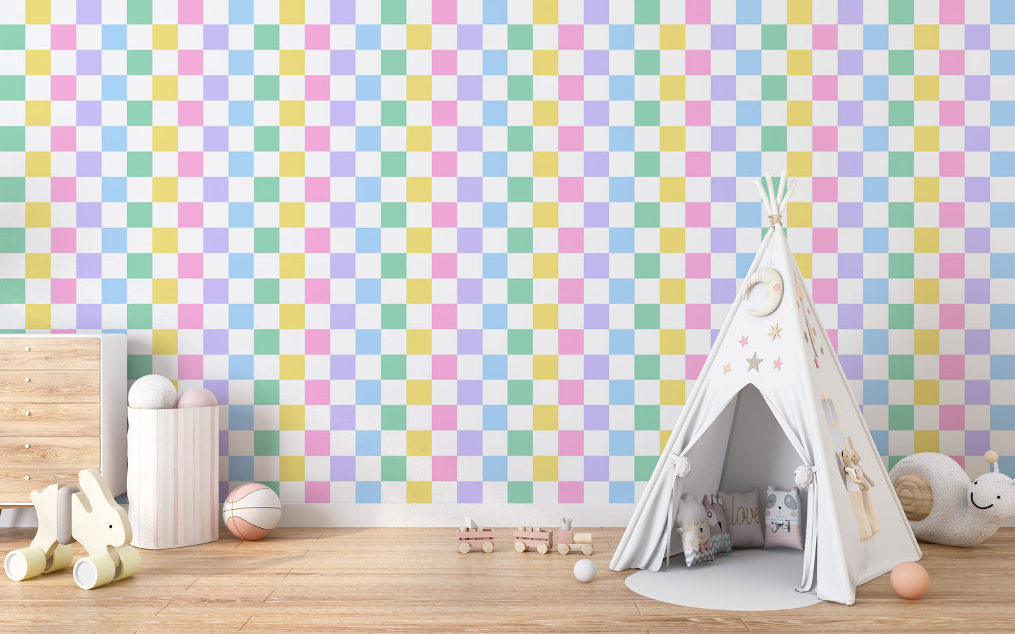Modern pastel checkerboard wallpaper for walls